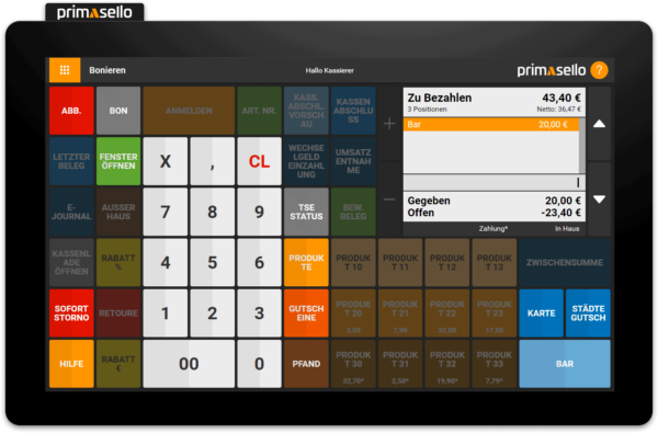X140 TSE Kasse disabled buttons